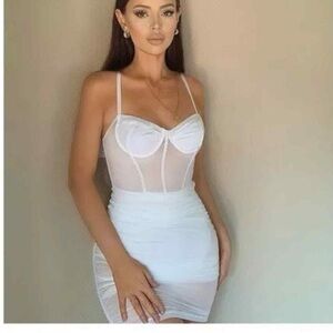 LEAU Miami Mesh White Mini Dress